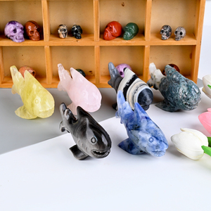 Venta al por Mayor de Tallados de Animales en Piedra Natural Curativa, Esculturas de Gemas de Cuarzo, Tallados de Tiburón en Cristal para Manualidades Decorativas - Product Image 1