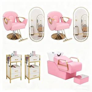 Ensemble de mobilier de salon de coiffure K 2026, best-seller, vendu séparément (avec fauteuil de barbier avec miroir, chariot et bac à shampoing) - Product Image 1