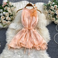 Nouvelle Robe de Soirée Chic et Élégante en Dentelle 3D Fleurie et Strass, Coupe A-Line Bouffante, Style Français, pour Femmes Riche, Collection Été 2026 – Vente en Gros