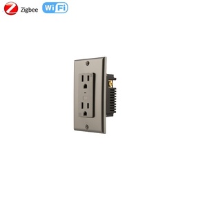 WiFi Tuya US 118MM 10A Smart Wall Socket 110V Alexa Voice Remote Control USB-A/USB-C <strong>Ports</strong> 2 Outlets Flame Retardant <strong>White</strong> - Product Image 2