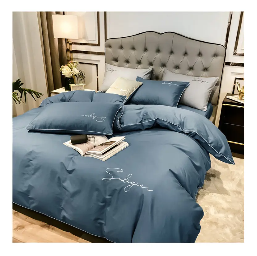 Commercio all'ingrosso king size di lusso comforter Montato lenzuola 100% cotone set di biancheria da letto