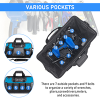 Sac à outils zippé résistant à l'eau, sac de transport multi-poches robuste pour plombier, électricien, CVC, capacité 17 pouces, personnalisable OEM