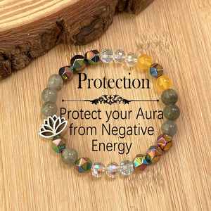 Natural Stone <b>Bracelet</b> Colorful Glass <b>Beaded</b> Positive Vibrations Seamless Strict Quality Control Mixed Batch Support - Product Image 2