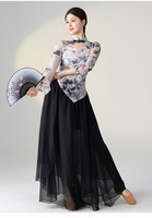 Robe de danse du ventre pour femmes, en mousseline dégradée, imprimé numérique, pour spectacle et entraînement sur scène