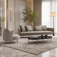 Canapé sectionnel moderne YUANCHANG à accoudoirs droits, revêtement en tissu, structure en bois de larch et eucalyptus, pieds en acier inoxydable, pour salon