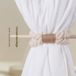 אביזרי וילונות לעיצוב הבית מודרניים נורדיים בעבודת יד וילונות קשירה דקורטיביים רצועת חבל קנבוס לקשירה לווילונות - Product Image 2