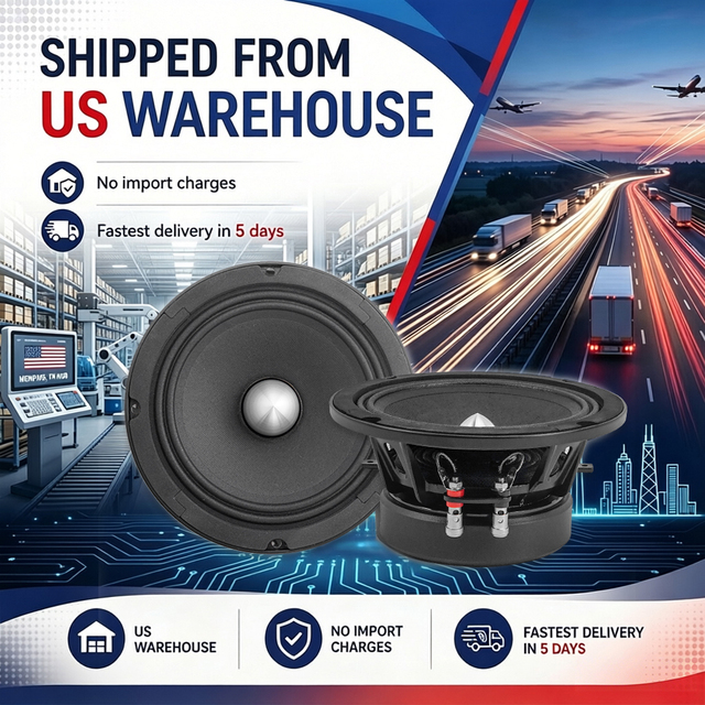 GRANVOZ US Local Stock 4 Ohm 180Watts RMS Speaker Aluminum Bullet Frame 6.5 Inch Midrange Speakers