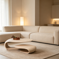 Table basse en bois au design incurvé, idéale pour les coins détente, les pauses café, les meubles de maison et les zones de réception