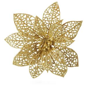 Fleurs de Noël artificielles scintillantes, fleurs creuses pour décorations d'arbre de Noël, mariage, cheminée, escaliers - Product Image 1