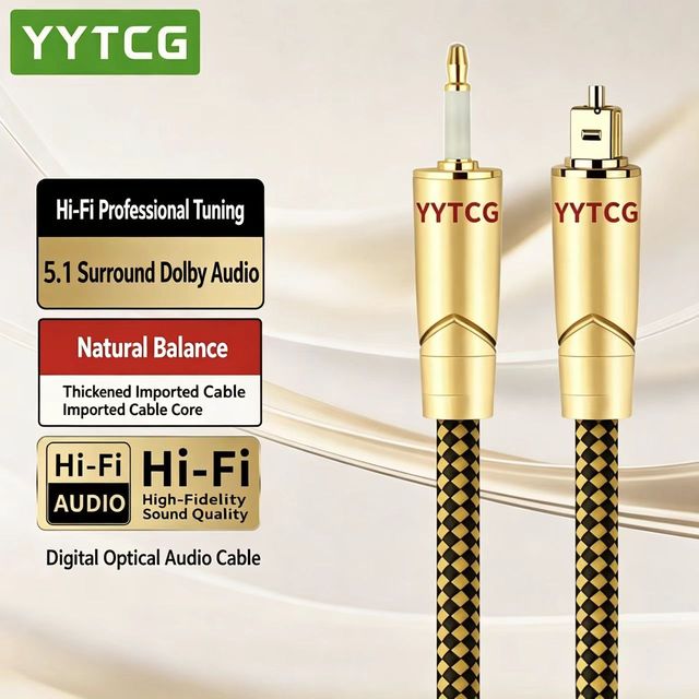 Audiophile Grade 5.1 Dolby Toslink Digital Optical Cable for Home Stereo Entertainment Devices
