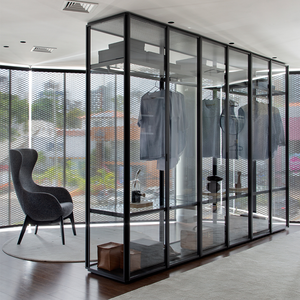 Muebles de Dormitorio Modernos Minimalistas MATA MT-HFMW01 de Diseño Europeo, Armario con Puerta de Vidrio Templado de 24 mm y 12 mm de Aluminio Dorado - Product Image 3