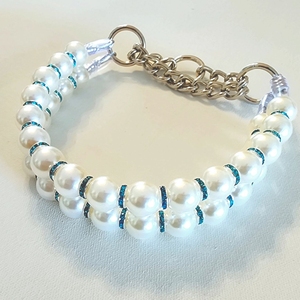 Collar de perlas personalizado, collar de perro pequeño, diseño personalizado, collar de gato para niña, cuentas de diamantes de imitación, collar de perro ajustable - Product Image 3