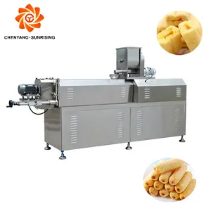 Industrial Automatic Puffed core filling snacks pillow food machine processing line