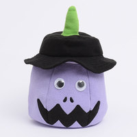 Holdfly Seau à bonbons d'Halloween personnalisé avec nom, en forme de citrouille LED en peluche, sac fourre-tout réutilisable pour enfant, pour la collecte de bonbons, vente en gros