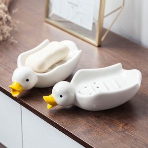 Ceramic Duck <b>Soap</b> <b>Dish</b> With Drainage Home Office Decorative <b>Soap</b> <b>Holder</b> Contemporary Animal Shape Design - Product Image 1