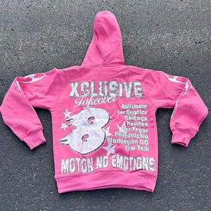Sokak giyim dijital baskı nakış ağır ağırlık hoodie terry kumaş Unisex boy Hoodies üreticileri Hoodies