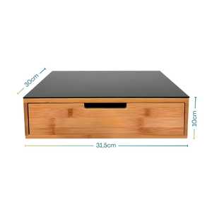 Tiroir de rangement pour dosettes de café en bois de bambou avec dessus en verre noir pour machine à café 31,5x30x10 cm - Product Image 2