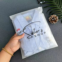 Sac d'emballage en plastique transparent givré avec fermeture éclair coulissante pour vêtements, logo personnalisé imprimé
