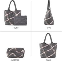 Sac fourre-tout en cuir végétalien tissé pour femmes, grand sac de plage d'été, sac à main de voyage et pochette rétro, sac à bandoulière fait main pour femmes