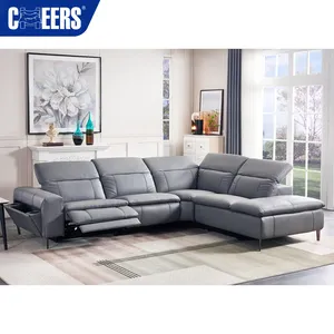 MANWAH CHEERS Multi-functional Oversize Genuine Leather Modular Sectional Sofa Furniture Living Room Electric Recliner Couch