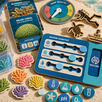 Jeu de société personnalisé sur la restauration des récifs coralliens, jeu de stratégie de conservation marine pour les musées scientifiques et les aquariums