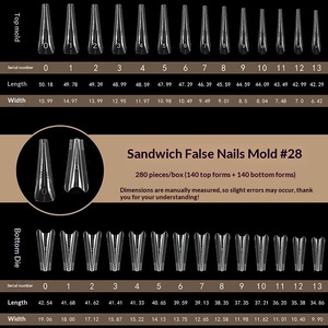 280Pcs Transparent Sandwich <b>Nail</b> <b>Extension</b> Molds with Scale Clear Dual Forms for Quick Building <b>Nails</b> - Product Image 3