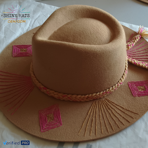 <span class=keywords><strong>2025</strong></span> OEM shinehats ODM tùy chỉnh thiết kế logo handmade retro phụ nữ cảm thấy hat len rộng vành chapeau Panama Cowboy Fedora Hat - Product Image 6
