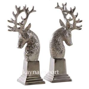 Meilleure qualité métal luxe cerf serre-livres artisanat métal coulée décoration de noël serre-livres argent brillant unique fini - Product Image 1