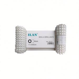 Rete di perle lucide Ilan 8mm 11.5x60cm per decorazioni di abbigliamento - Product Image 1