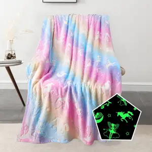 Cozy Luxury Flannel Fleece Gowing Blanket Baby Toddler Glow In The Dark Blanket For Kids