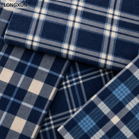Tissu en flanelle brossée à carreaux LONGXUN 100 % coton teint en fil, polyvalent pour chemises, pantalons, couvertures, robes, sacs, chapeaux