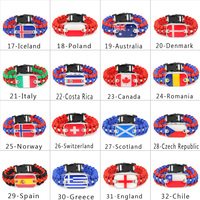 Bracelets de survie en paracorde avec drapeaux de 287 pays : Porto Rico, Brésil, Allemagne, Arabie Saoudite, Australie, Haïti