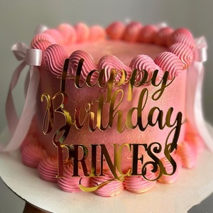 Décoration de gâteau en acrylique « Miel et Douceur » Joyeux Anniversaire Princesse, épaisseur 1,3 mm, largeur 9 cm, accessoire pour gâteau d'anniversaire - Product Image 1