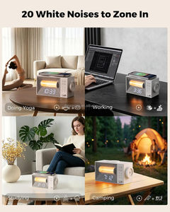 Réveil avec chargeur sans fil 15W, machine à bruit blanc aux sons apaisants, lumière de réveil simulateur d'aube, horloge de chevet à intensité réglable - Product Image 6