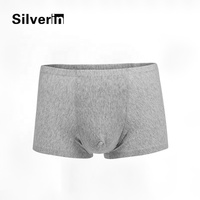 Sous-vêtements pour hommes en coton antimicrobien argenté avec ceinture élastique, caleçons boxer