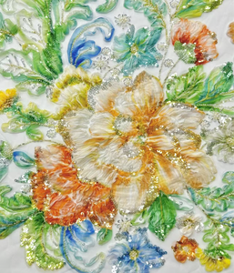 High Quality <strong>Heavy</strong> 3d Flower <strong>Lace</strong> Beaded Sequins <strong>Lace</strong> <strong>Fabric</strong> for Bridal Wedding Dresses Evening Dress Tulle <strong>Lace</strong> - Product Image 1