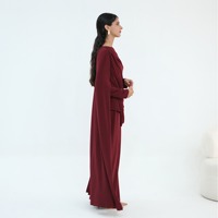 RO9192 Vêtements islamiques élégants, ensemble 2 pièces, pantalon ample à manches longues drapé avec cape attachée, ensemble de costume de mariage modeste pour femmes