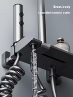 OEM 2025 Ensemble de douche de pluie souple tout en cuivre à poignée unique Pistolet Gris Affichage numérique Atmosphère intelligente Clés de piano Valve en céramique