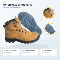 Bottes de sécurité en cuir nubuck CE S1P SR avec embout en acier, anti-perforation, antistatiques, semelle extérieure en PU TPU, testées pour les substances restreintes