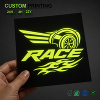 Autocollant de course automobile personnalisé qui brille dans le noir, autocollant pour pare-chocs, fenêtre, moto, vinyle réfléchissant, impression imperméable, vente en gros