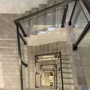 Thiết kế hiện đại bên ngoài Cầu Thang vuông bài kính lan can hàng rào baluster ban công sàn Đen Thép không gỉ Kính lan can hệ thống - Product Image 1