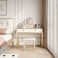Meuble de luxe léger en bois, nouveau design, coiffeuse de chambre à coucher avec miroir et tiroirs