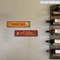 Letrero Metálico para Hoguera, Bienvenido a Nuestra Hoguera, Come, Bebe y Pídele un Brinco, Decoración Rústica de Pared para Patio Trasero, Terraza o Camping