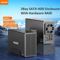 RAID HDD Enclosure 2Bay 3.5inch HDD Case USB3.0 5Gbps Dengan Hardware RAID 0/1/Large/JBOD Aluminium Mendukung SATA HDD hingga 20TB