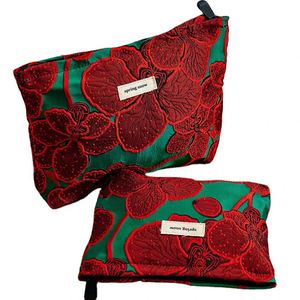 Chinoiserie Cosmetics Double-Layer Travel Portable for <b>Toiletry</b> Bag Zipper Closure New Skin Care Product <b>Storage</b> Clutch Bag - Product Image 1