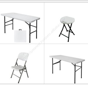 Mesa Plegable de 4 Pies con Altura Ajustable para Camping y Uso General, Portátil, de Plástico Tipo Madera, Color Negro, Venta al Por Mayor - Product Image 3