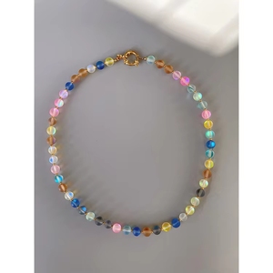 INS-Style Großhandel Strandhafte Urlaubs-Halsketten mit Glatten Rondell-Farbigen Edelsteinperlen, Modische Handgefertigte Erste Muttertags-Halskette - Product Image 3