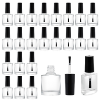 Vente en gros de flacons de vernis à ongles en verre transparent ronds de 5 ml, 10 ml, 15 ml pour vernis gel UV avec impression sérigraphique et bouchon rond