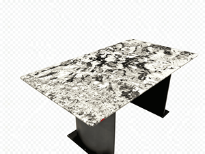Table à manger rectangulaire moderne en quartzite bleu montagne naturel de luxe, table à manger en marbre de luxe pour villa, maison, hôtel - Product Image 1