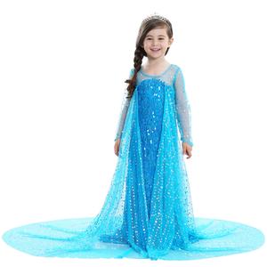 Robe bleue de princesse <span class=keywords><strong>Elsa</strong></span> pour fille, costume de princesse <span class=keywords><strong>Elsa</strong></span>, fête d'anniversaire, Noël, déguisement de <span class=keywords><strong>luxe</strong></span> à paillettes, costume de fête pour fille - Product Image 1